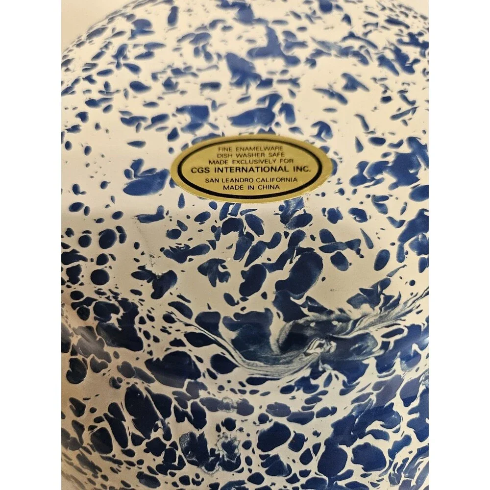 Rare Vintage CGS Blue White Splatterware Enamel 10.75
